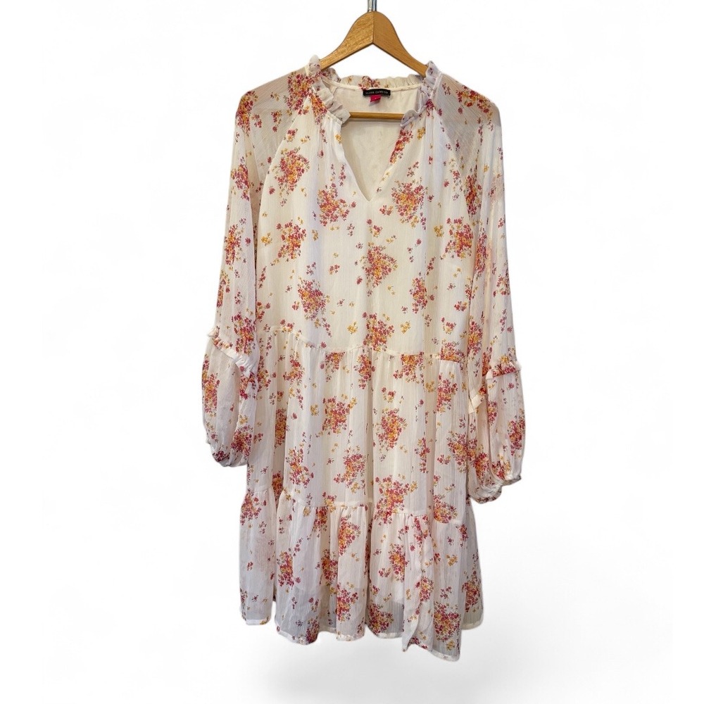 Vince Camuto Wms Pretty Flowy Summery Floral Baby Doll Lined Short Dress Size L